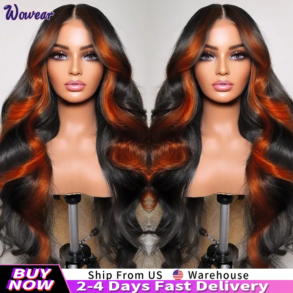 Ombre Human Hair Lace Front Wig - Ginger Orange