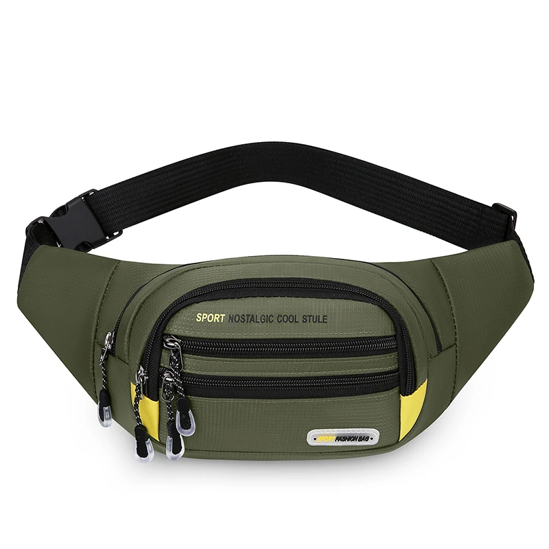Men's waist bag, adjustable shoulder bag, multiple zipper pockets, multifunctional chest bag, durable zipper closure