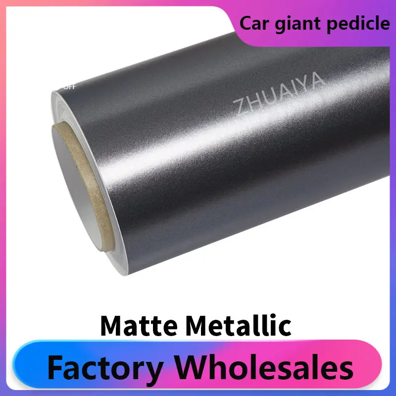 

ZHUAIYA Matte Metallic Titanium Grey Vinyl Wrap film wrapping film bright 1.52*18m rolling quality Warren Covering film car