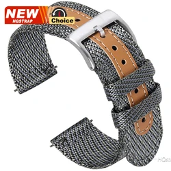 Quick Release Nylon Woven Universal Watch Strap - Men's & Women's Replacement Watchband - 22mm (Grey)