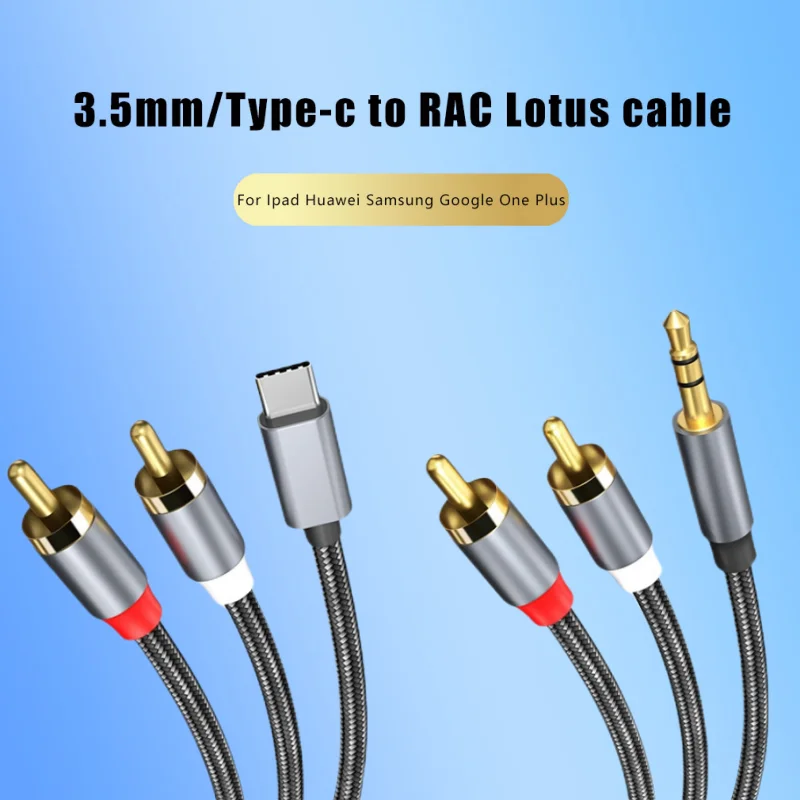 Cavo Da 3.5Mm / Type-C Maschio A 2 Rac Lotus Y Adattatore Da Aux A Rac 1.2M 4Ft 24Bit 96Khz Per Ipad Huawei Samsung Google One Plus