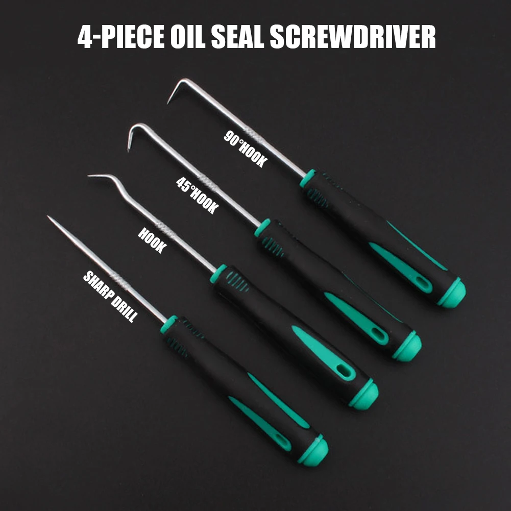 Oil Seal Screwdrivers O Ring Seal Set Pick and Hook Set 4Pcs Car Oil Seal Screwdrivers O-ring Gasket Washer Puller Remover 240mm/165mm Pick and Hook Set Auto Repair Tools Accessories