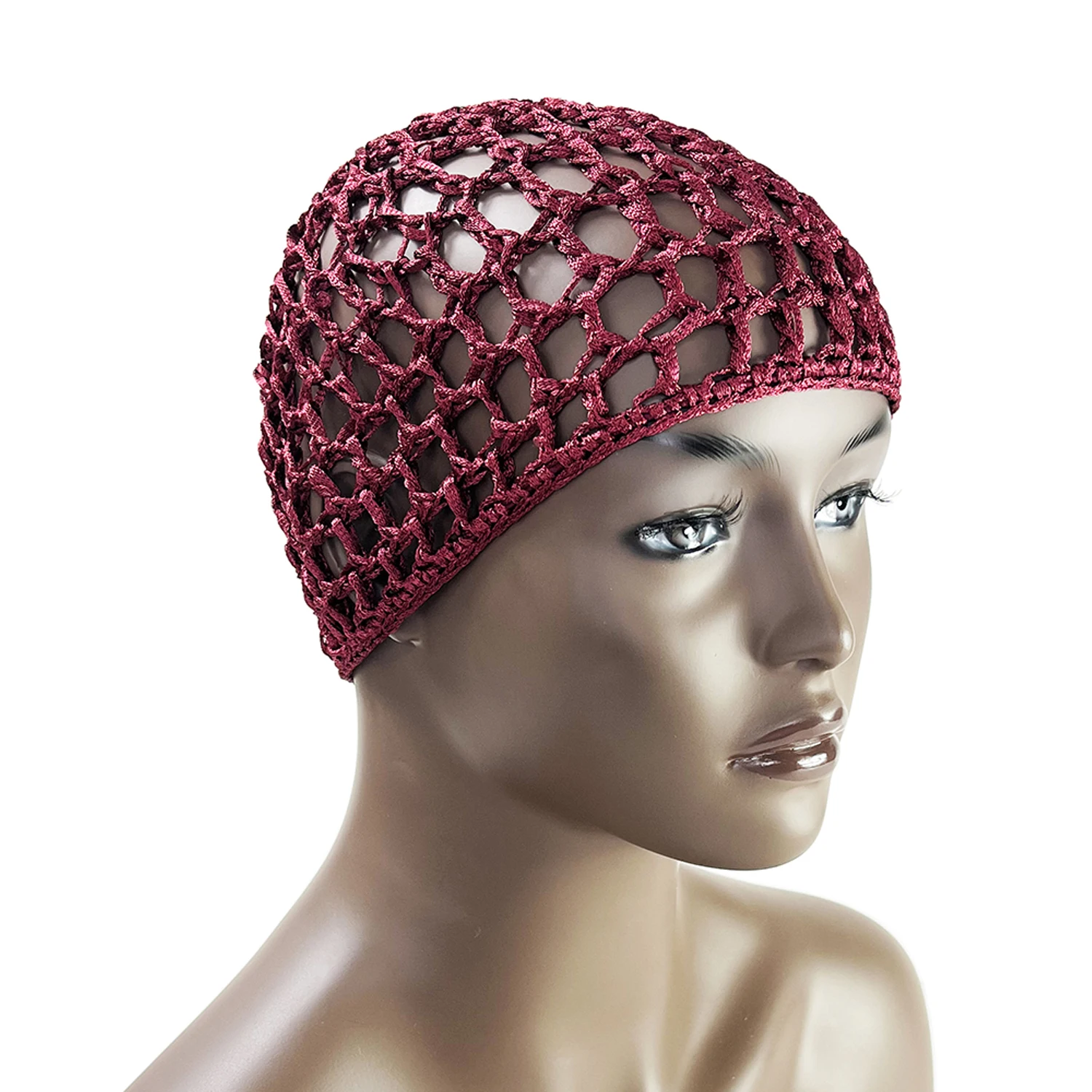4PCS Candy Color Women Mesh Hair Net Cap Handmade Crochet Cap Kufi Caps Snood Night Sleep Cover Turban Hat Hair Accessories 4
