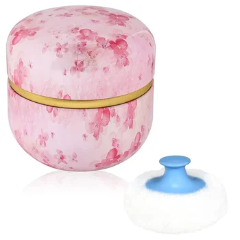Contenitore per Polvere con Spugnette, Scatola per Polvere, Contenitore per Tè per Bambini e Donne, Spugnette e Contenitore per Polvere da Viaggio