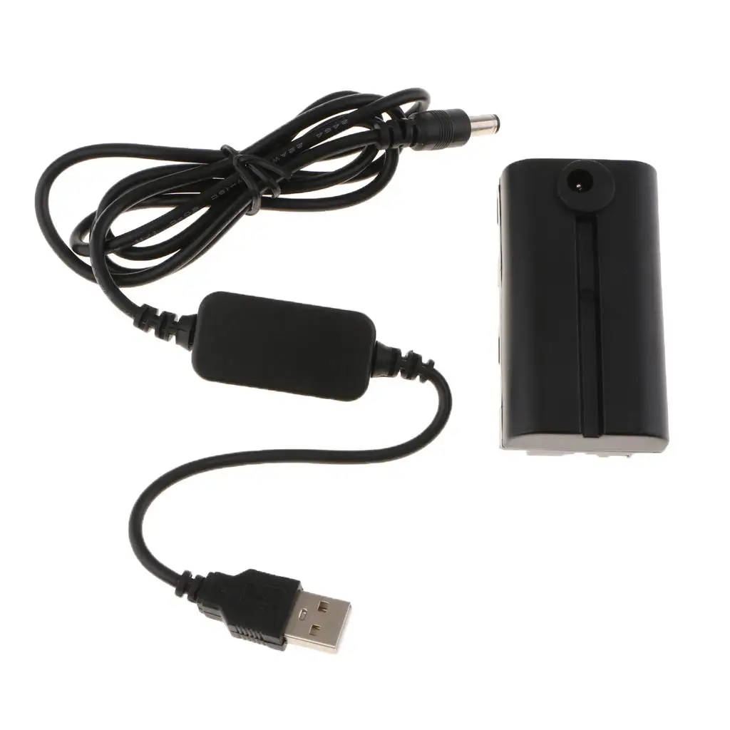 USB 5V 케이블 및 NP-F550 더미 배터리 팩 (비디오 조명 녹화 카메라용)