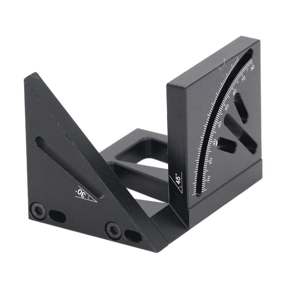 2개 알루미늄 합금 3D 목공용 각도기, 블랙 목수용 각도기, 다각도 측정자, 목공용