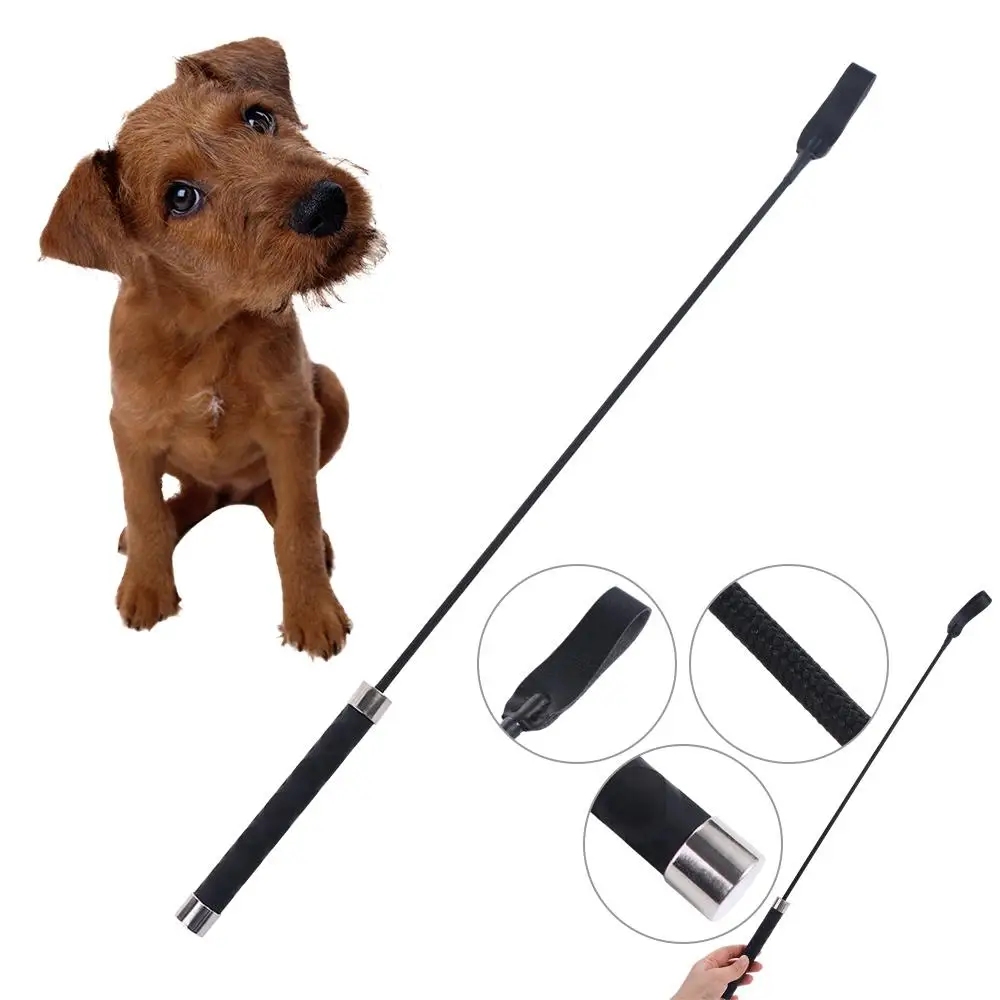 

Leather Head Pet Training Pole Whip Plastic Frosted Handle Riding Crop Whip Not Hurt Dog Interactive Dog Teaser Wand