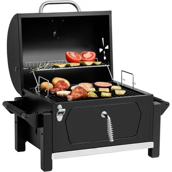 Portable Charcoal Grill with Warming Rack, Tabletop Charcoal Grill with 303 Sq. In Cooking Area for Outdoor Camping 1