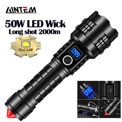 199999LM White Laser Ultra Powerful Flashlight Type-C Charging Telescopic Zoom 2000m Rechargeable Torch Tactical Flashlight