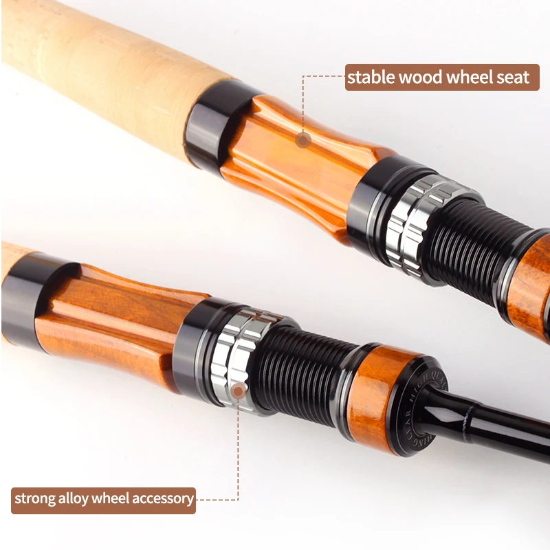 KAWA Fuji A Ring Fishing Rod Lightweight Softwood Handle Rosewood Wheelseats Portable Fishing Spinning And Casting Classical Rod