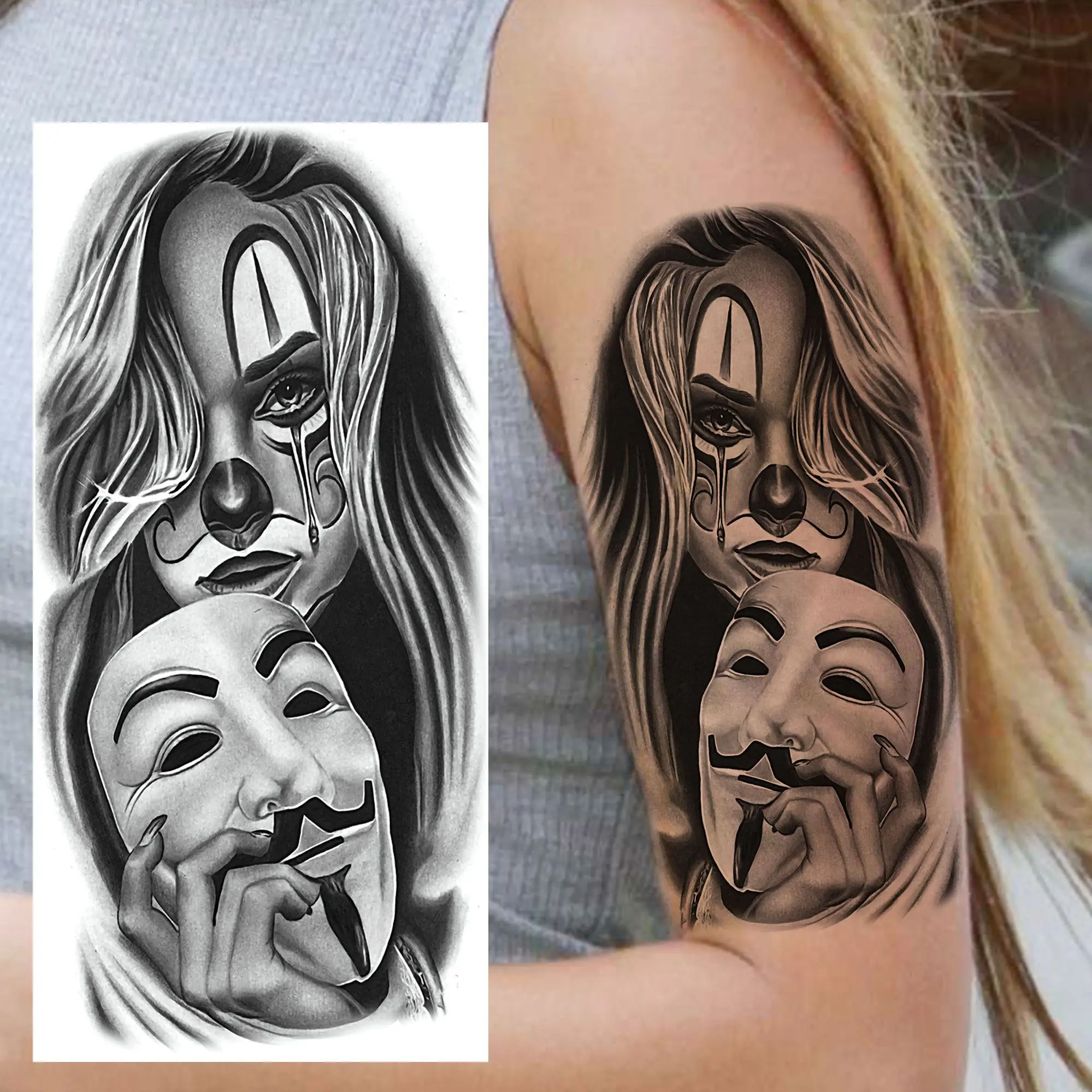 Face Evil Joker Tattoo Drawing: The Ultimate Guide to Realistic,  Long-Lasting Temporary Ink, image size:1999x1999