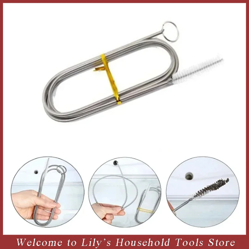 Long Flexible Refrigerator Drain Dredge Stainless Steel Kitchen Drain Tube Pipe Cleaning Brush Fridge Drain Hole Dredge Tool 1