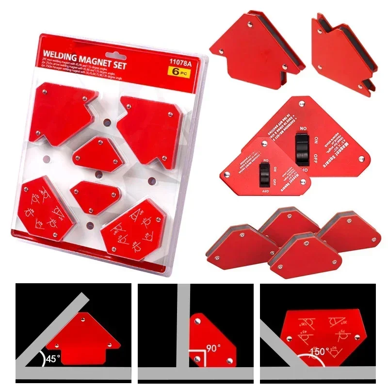 Welding Magnet Fixer 6PCS Welding Positioner Magnetic Fixed Angle Soldering Locator 30 45 90 105 120 135 Degrees Magnet