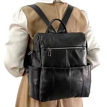 Zaino casual quotidiano in pelle di mucca Borse a tracolla multifunzionali in vera pelle da donna Borsa da viaggio in pelle di vacchetta alla moda da donna