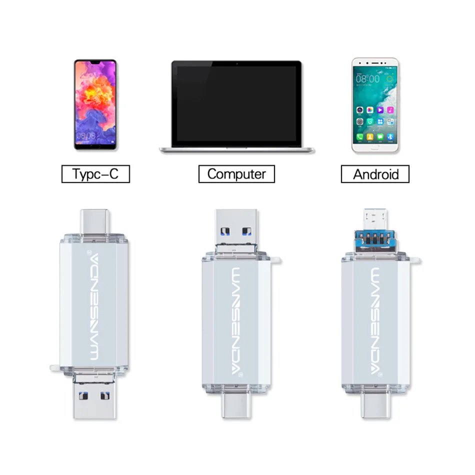 Wansenda-unidade Flash em Otg Usb 3.0 tipo c Micro Usb 32gb 64gb 128gb 256gb 512gb - Imagem 5