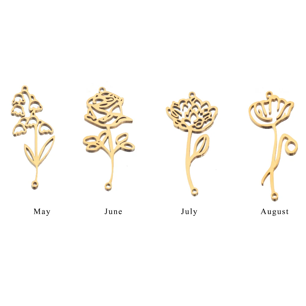 5 stücke Edelstahl Blumen Charms Anschluss Für Armbänder DIY Schmuck Machen Liefert Schmuck Stecker Groß Großhandel – Detail 6
