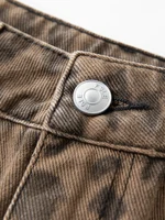 FSLE 2025 New Women's Jeans Chic Brown Straight Leg Pants Cotton Washed Denim High Waist Tummy Control Slim Fit Casual Trousers - Image 5