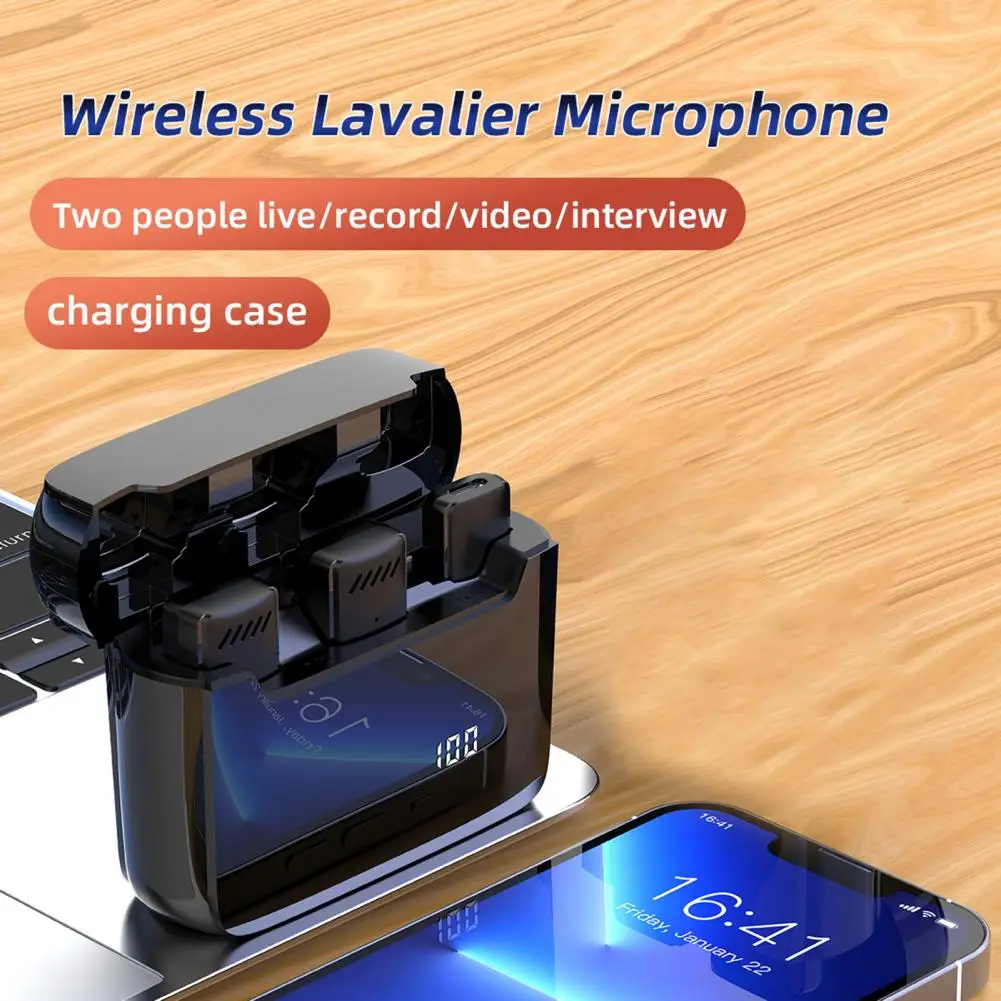 

Лацкановый микрофон чувствительный двойной шумоподавление цифровой дисплей зарядное устройство 2,4 ГГц беспроводной Wi-Fi живой микрофон