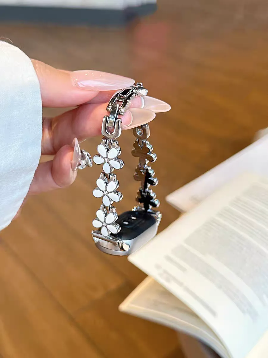 موضة زهرة معدنية لشاومي الفرقة 9 حزام ل Mi الفرقة...