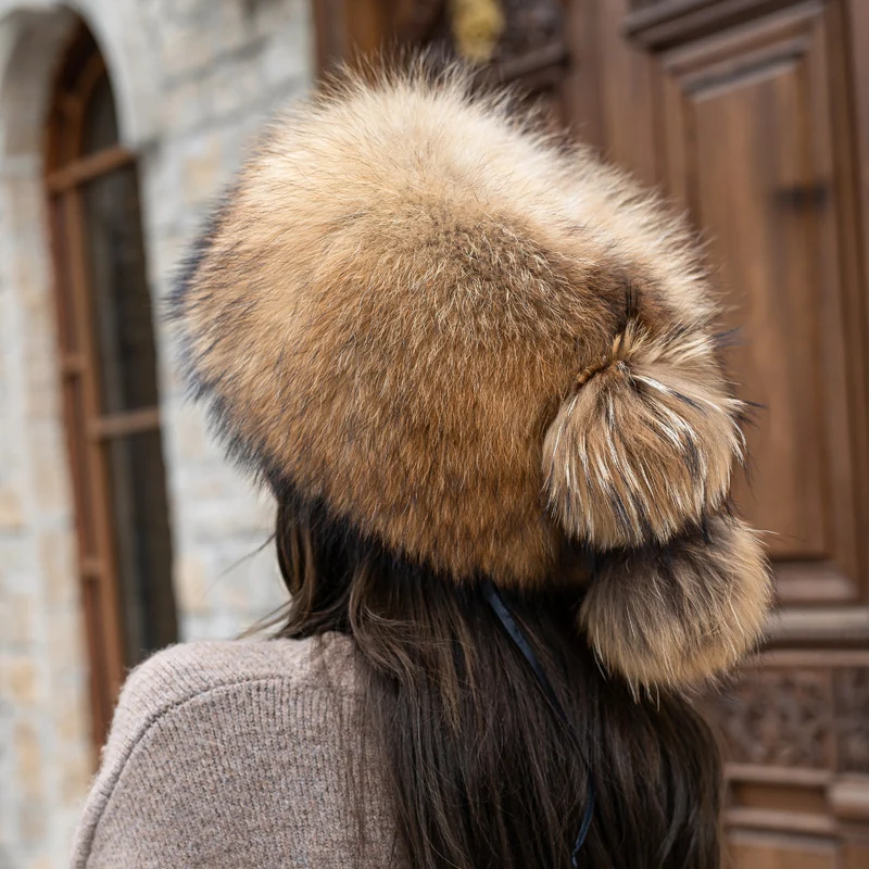 Winter Real Fox Fur Hat Women Natural 