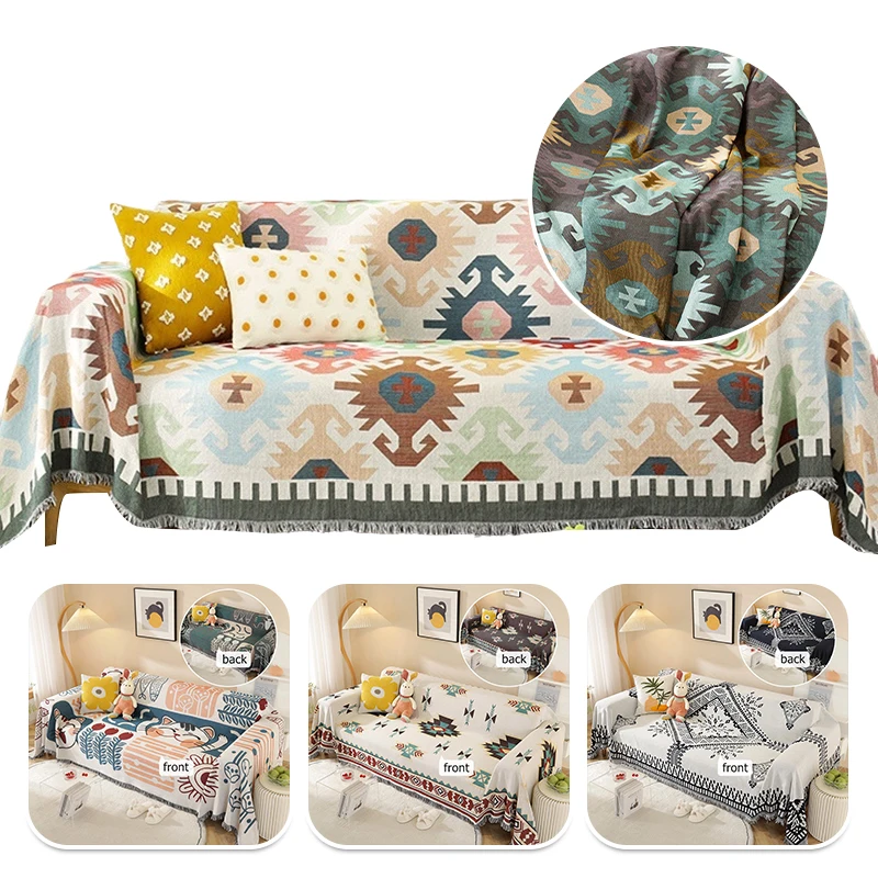 

2 Sides Blanket Universal Towel Cover Cloth Full Cover Sofa Cushion Cover Outdoor Beach Picnic Throw Blankets