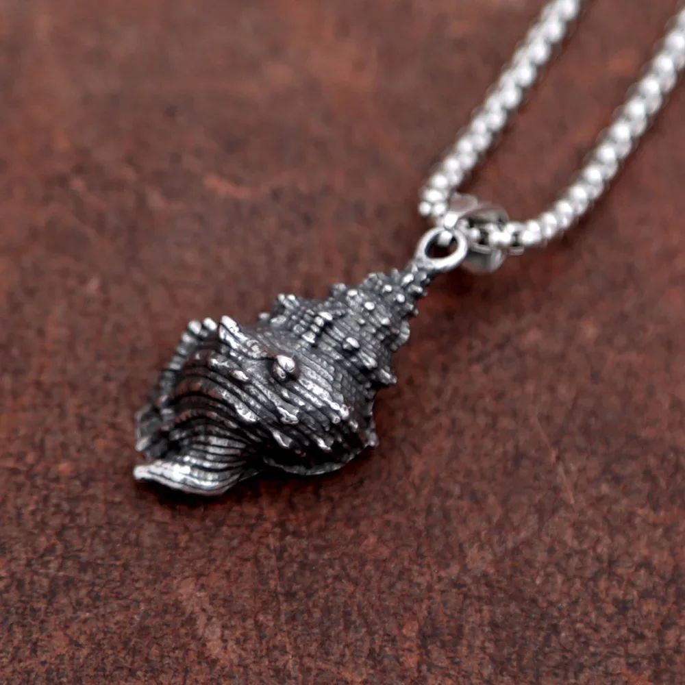 Unique Stainless Steel Seashells Conch Pendant Necklace Punk Sea Shell Necklace For Men Women Fashion Beach Surfing Jewelry Gift 4
