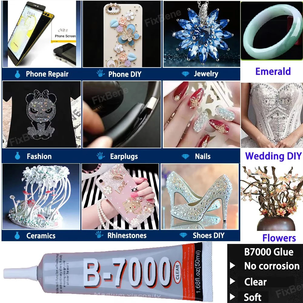 Zhanlida Glue for Phone Speaker Jewelry Adhesive Rhinestones Textile Craft Fabric Cloth Black Transparent Bond T8000 T9000 E7000 5