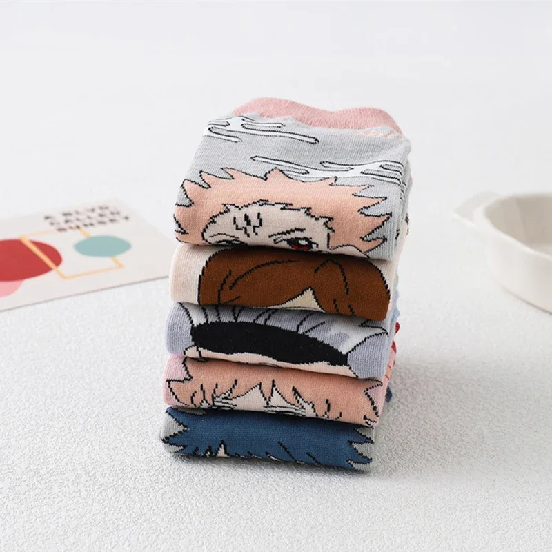 5pairs/set Cartoon Anime Jujutsu Kaisen Socks Cosplay Ankle Socks
