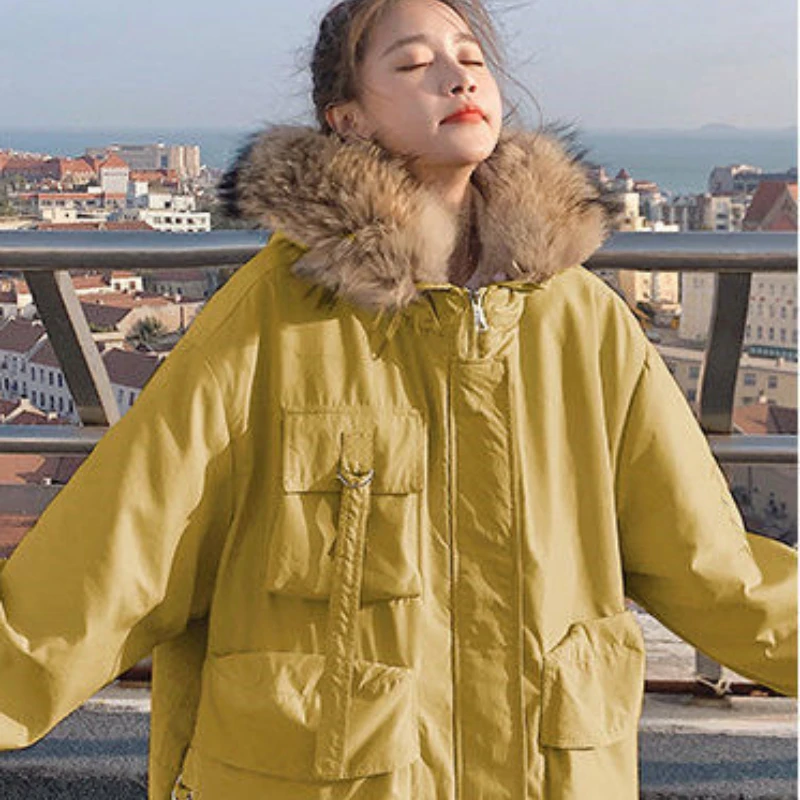 2023 New Women Padded Winter Jacket Female Mid-length Small Fellow Parkas Plus Fleece Thick  Outwear Hooded Student Overcoat cotton padded outwear women 2023 winter overwear new short small student coat cotton padded jacket thick hooded design parkas