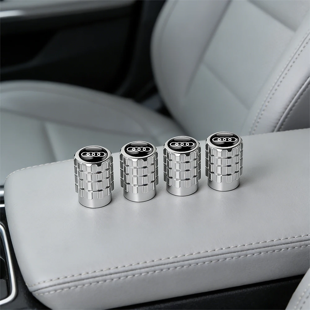 4-Piece Aluminium Gear-Shaped Tire Valve Caps - Stylish Car Accessory