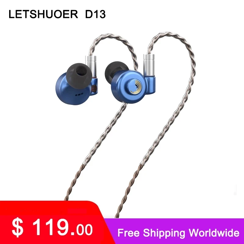 

LETSHUOER D13 customize 13mm Diamond-like carbon DLC diaphragm dynamic driver IEM moving coil headphones HIFI in ear monitors