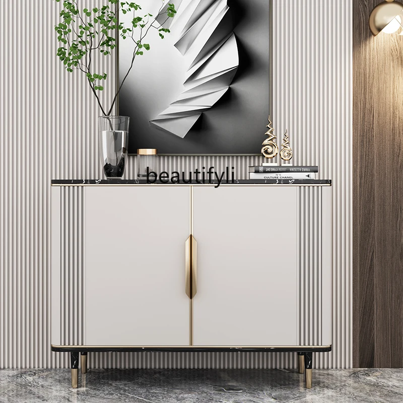 

zq Small Entrance Cabinet Modern Minimalist Marble Hall Cabinet against the Wall Decoration Table Counter Corridor Side Cabinet