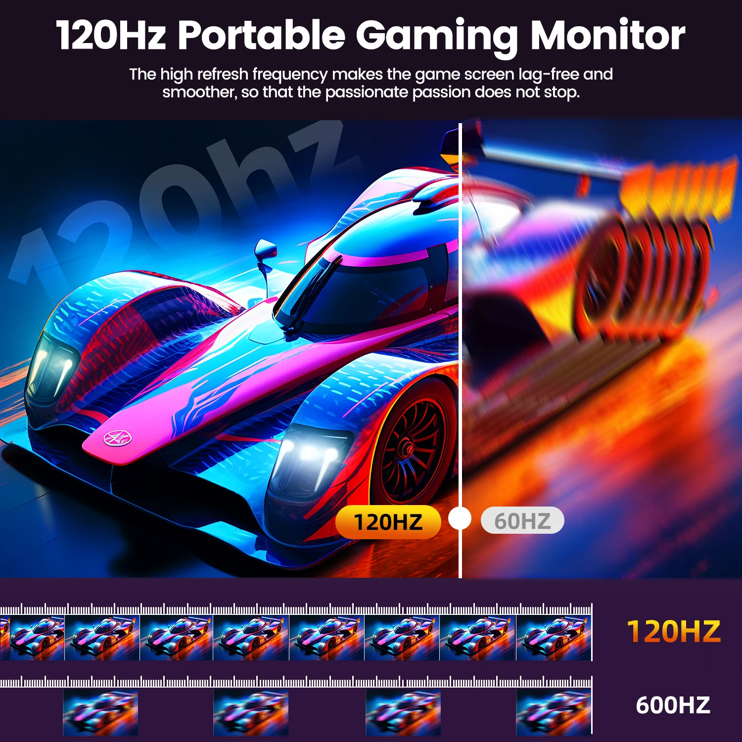 UPERFECT 18.5인치 120Hz 휴대용 모니터, 100% sRGB 1080P FreeSync IPS 패널, 스피커, USB C, 미니 HDMI, 스마트폰, PS5, Xbox, Switch, PC용 게이