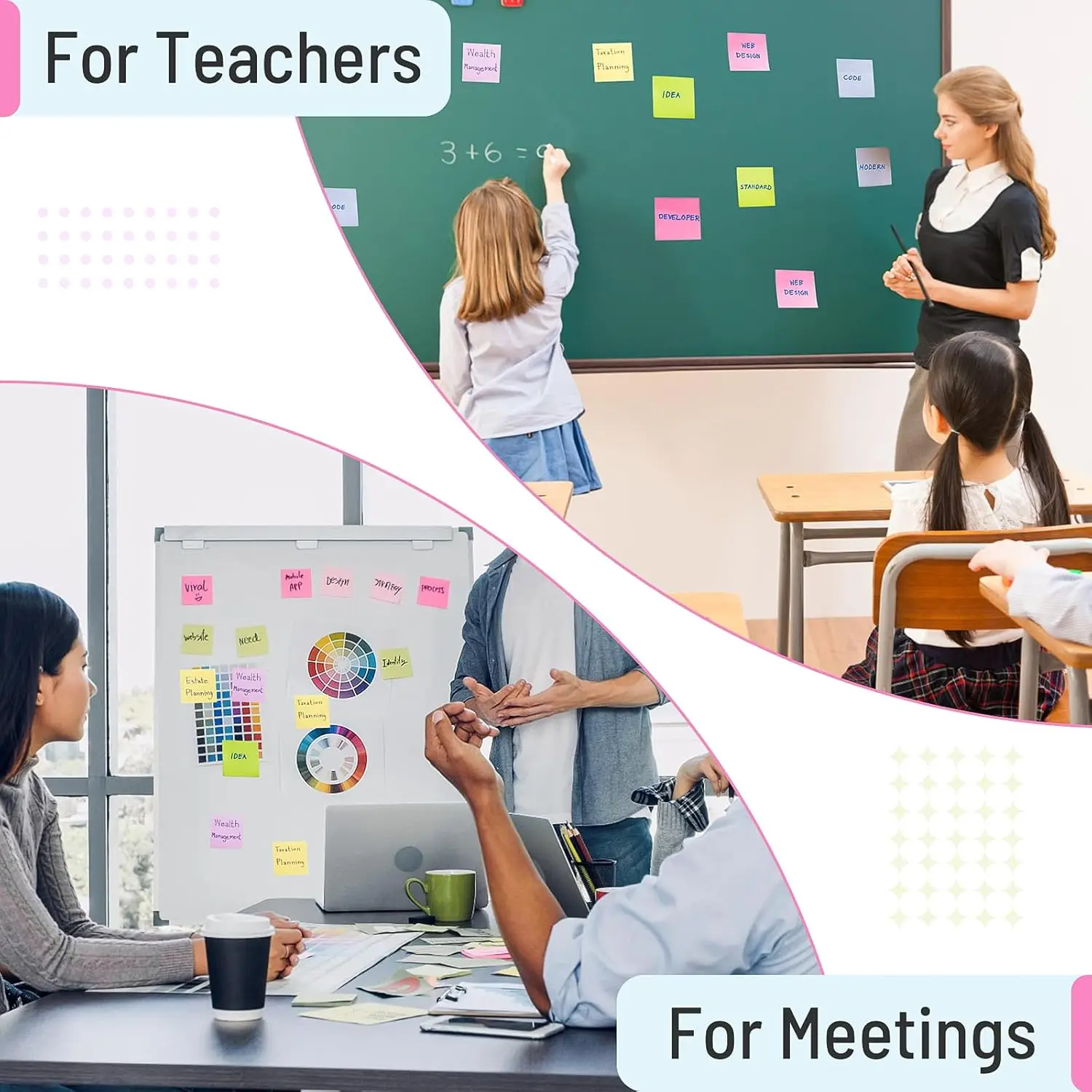 Sticky Notes 3x3 Inches 8 Pads 800 Sheets 8 Color Sticky Note Pads Premium Sticky Pads Notes Bulk