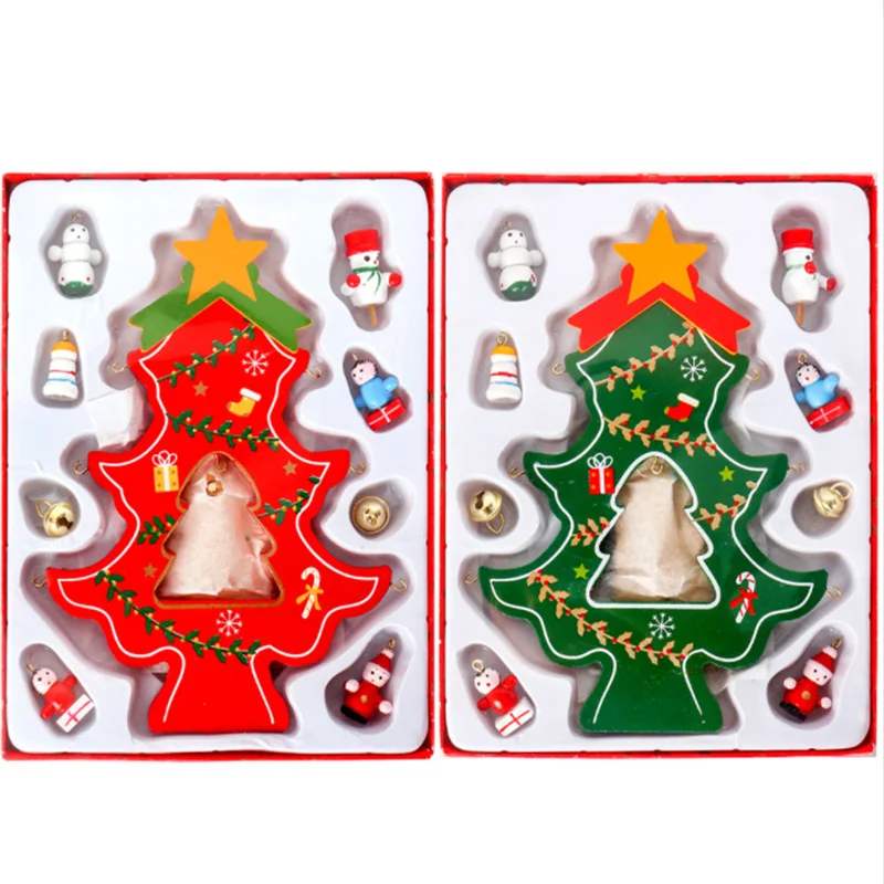 

Christmas Tree Decorations Creative with Compartments 3D Lightweight Wooden for Desktop Tabletop Fireplaces Xmas Kids