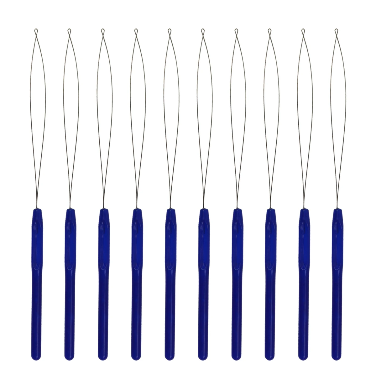 10Pcs Hair Extension Loop Needles Pulling Hook Tool Needle Threader Loop Tool for Silicone Microlink Beads