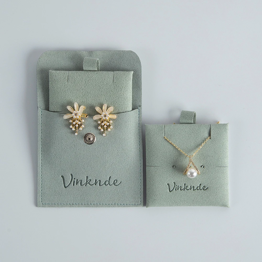 Maßgefertigter Gelber Schmuckbeutel mit Druckknopf Mikrofaser-Schmuckverpackung Geschenktaschen Ohrringe-Halsketten-Organizer mit Einlegekarte – Detail 21