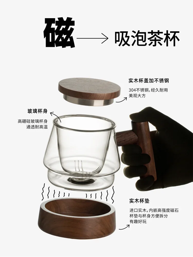 Description Picture 6 of itemHigh-value glass teacups are separated from water and tea, and Japanese office simple creative magnetic cups.