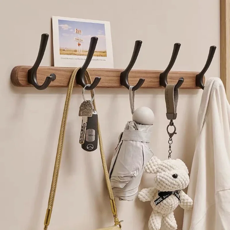 Wood Coat Rack Wall Hooks for Kitchen Bathroom Hallway Towel Key Accessories Creative Decorative Wall Storage