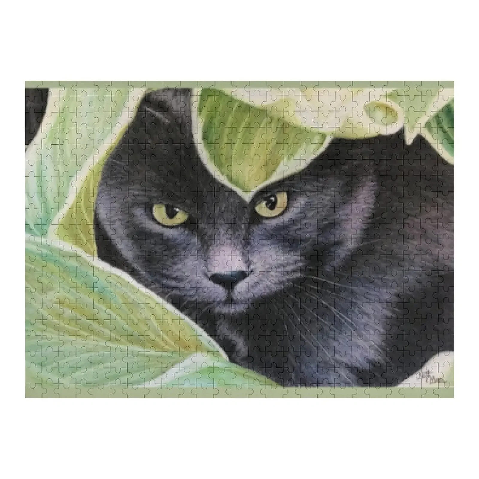 Cat playing hide and seek cat lover Jigsaw Puzzle Custom With Photo Personalised Customized Picture Puzzle