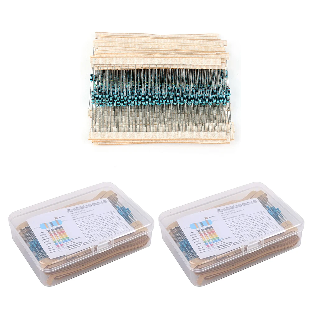 Metal Film Resistors 300/600pcs Assorted Kit 30 Kinds 10R-1M Resistance 1% 1/4W