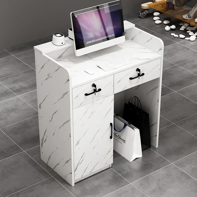 Beauty Salon Wooden Reception Desks Nordic Cashier Counter with Drawer Simple Shop Bar Small Front Desk Italian Office Furniture