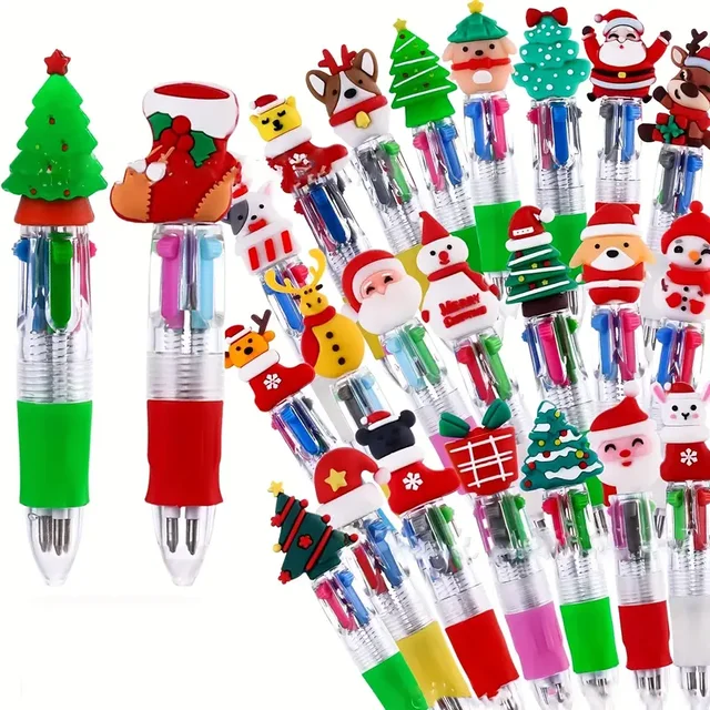 20pcs Mini 4-Color Round Ballpoint Pens - Fine Writing Tools for Office & Study, Christmas Gift Idea, Christmas Stationery 3