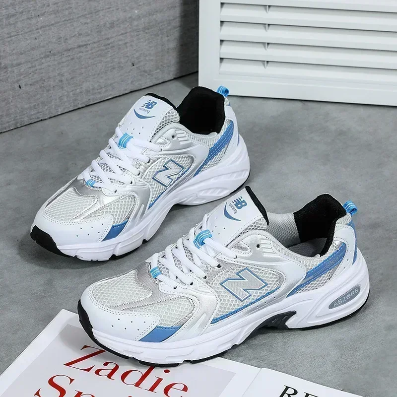 Women Mesh Flat Shoes Autumn New Fashion Tennis Women Fashion Thick Soled Lace Up Casual Breathable White and Black Sneakers 5