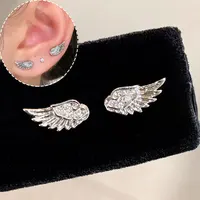 Women Shiny Crystal Angel Wings Earring Luxury Zircon Wing Earrings Punk Ear Studs Jewelry Gifts - Image 2