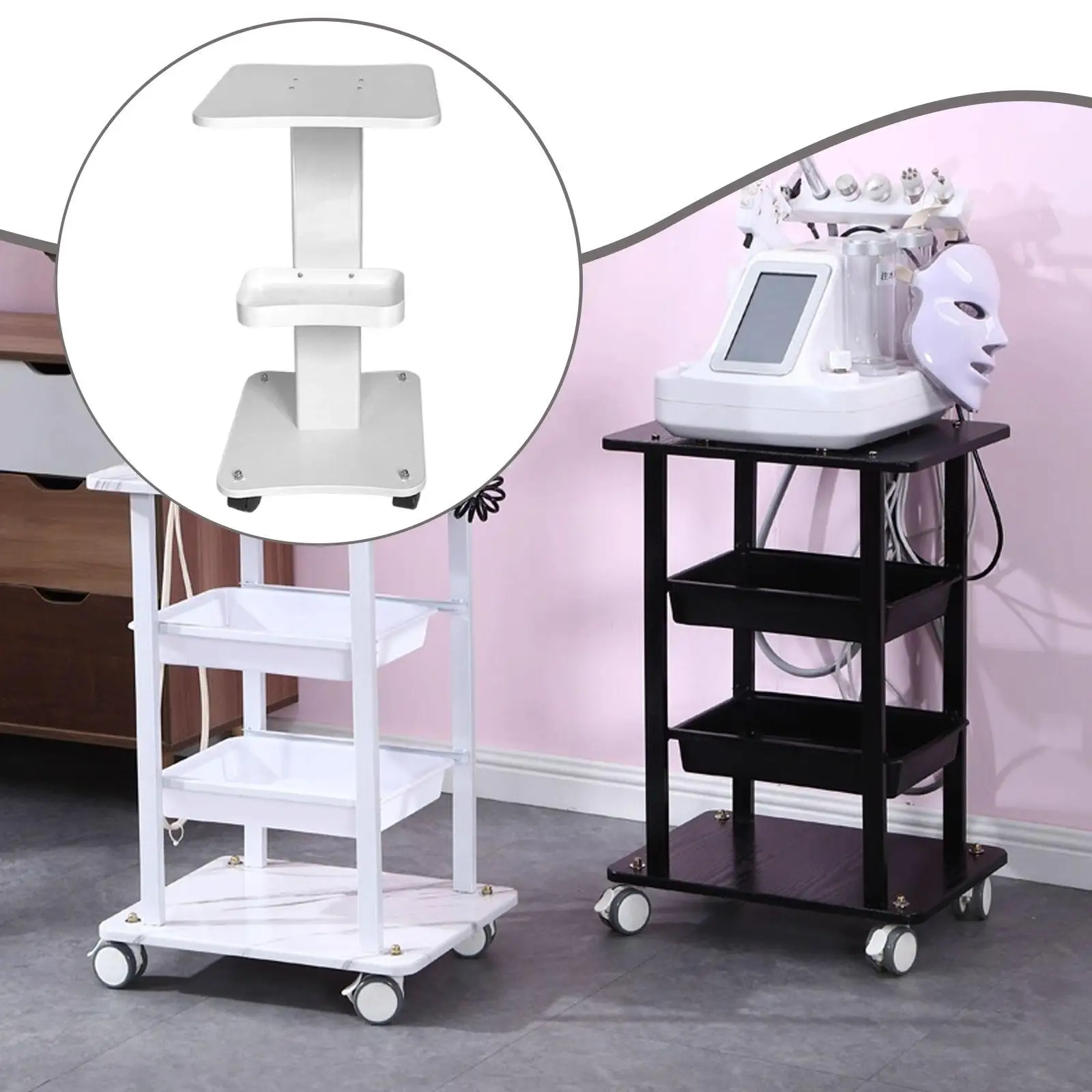 Montagem simples 360 do carrinho do salão de beleza dos SPA de 3 camadas ° Rodas giratórias