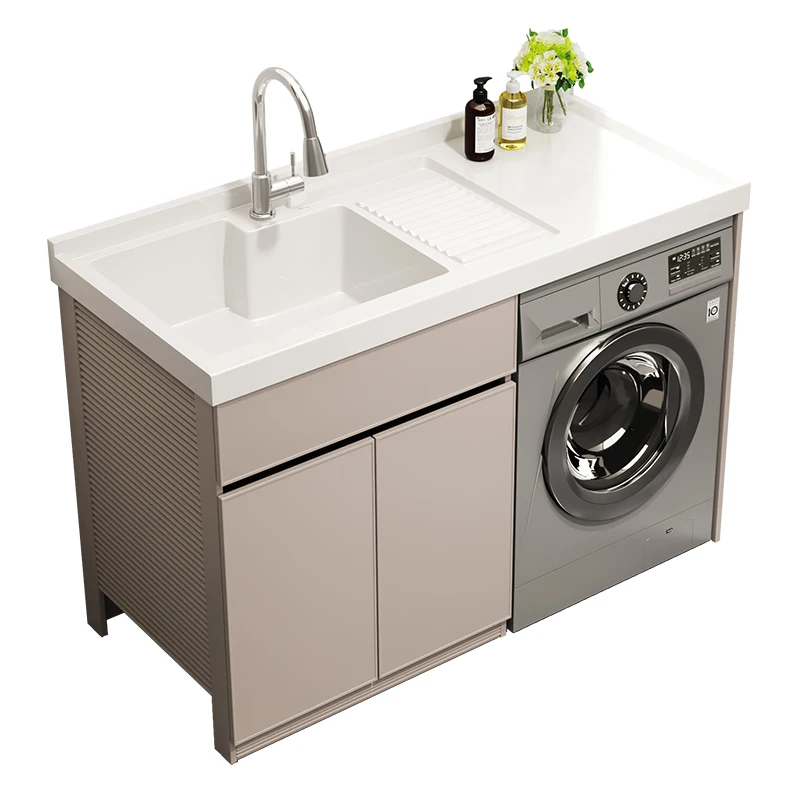 

Xk Alumimum Balcony Washing Machine Cabinet Combination Custom Drum Laundry Tub Pool Table with Washboard