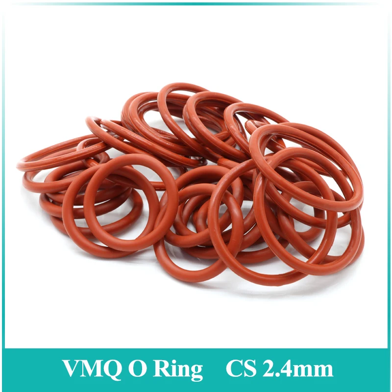 10/50Pcs Red Food Grade VMQ O Ring Gasket CS 2.4mm OD 6~100mm Waterproof Washer Round O Shape Rubber Silicone Ring Seal Tool rubber o rings silicone o rings rubber washers keycap o rings