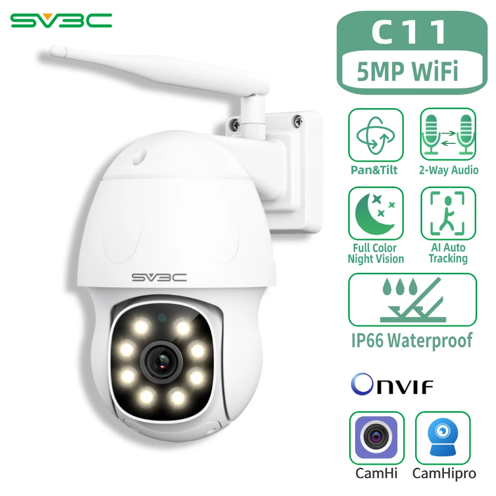 5MP Wifi Security PTZ Camera, SV3C Outdoor Wireless Home