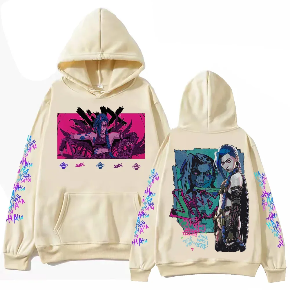 Hot Anime Jinx-Arcane Hoodie Harajuku Hip Hop Pullover Tops Popular Music Sweatshirt Fans Gift 5
